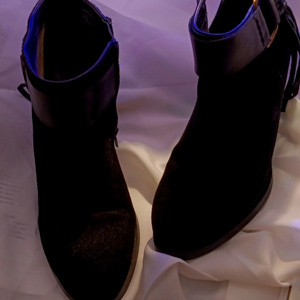 Massey 9.5 Suede zip up Heeled Ankle Boots
